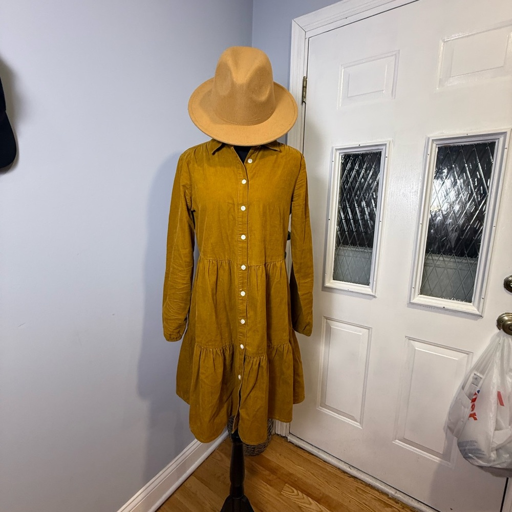 J. Crew Mustard Ruffled Tiered Sundress